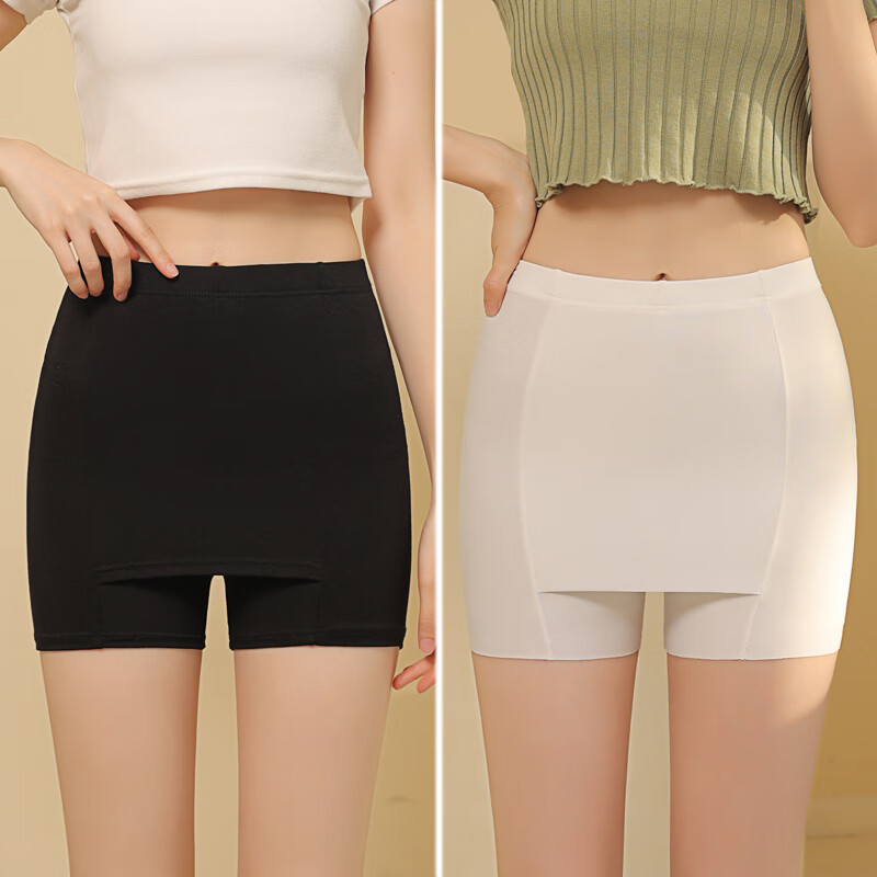 ian夏季薄款双层遮挡三角区安全裤女防走光隔层无痕冰丝不卷边打底裤