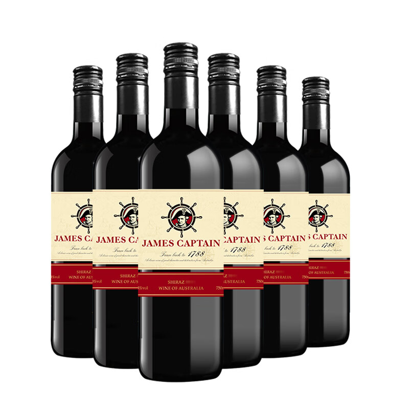 澳洲进口红酒 詹姆士船长西拉干红葡萄酒750ml*6瓶 整箱装