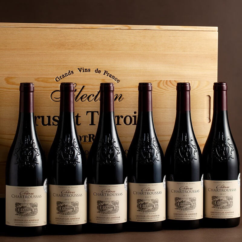 法国原瓶进口罗纳河谷村庄级金奖aoc干红葡萄酒整箱六支礼盒 夏洛特*6