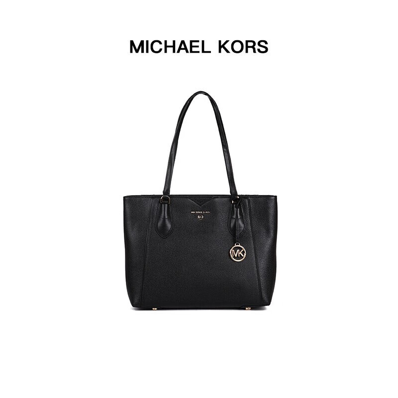 MK女包 迈克·科尔斯 MICHAEL KORS MK MAE系列黑色中号皮革荔枝纹手提单肩包 30H9GM5T2L BLACK