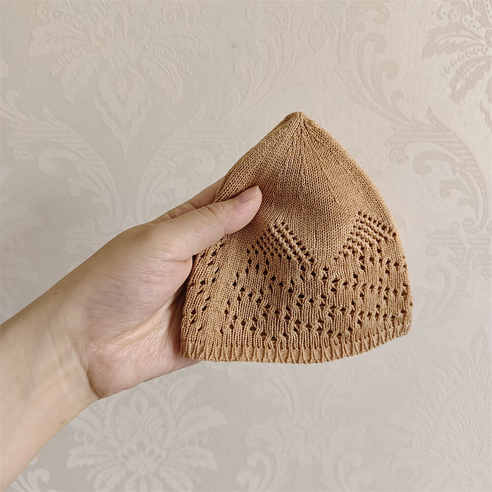 离境天瓜皮帽无边帽阿拉伯男士民间手工针织浅口瓜皮棉线帽子彩色休闲