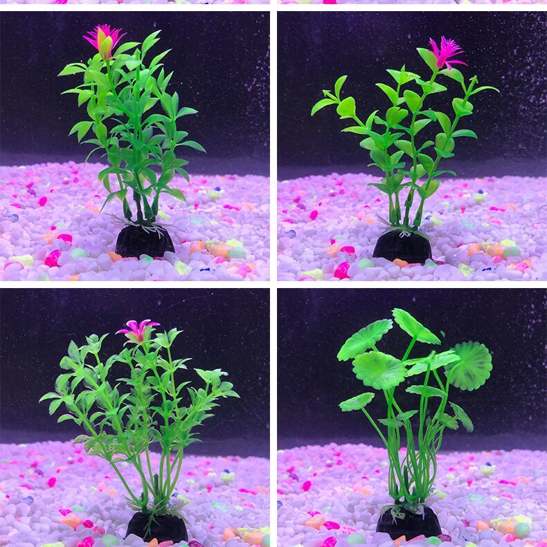 鱼缸装饰仿真水草水族箱造景塑料假水草龟缸草缸前景小摆件五花石随机发5颗水草 1斤彩石 虎窝购