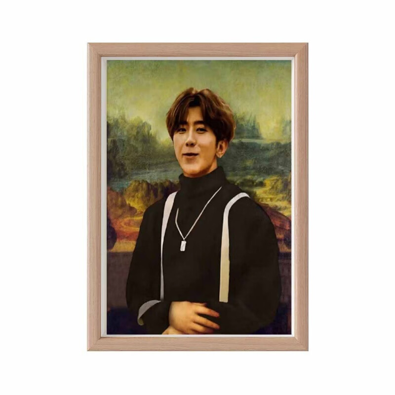 绿野客鸡你太美山水画蒙娜丽坤的微笑达芬奇真迹搞笑蔡徐坤肖像创意