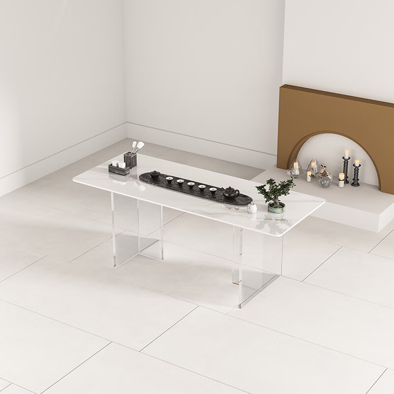 悬浮茶桌组合椅岩板阳台现代简约轻奢高端大气办公室家用台 【桌子】