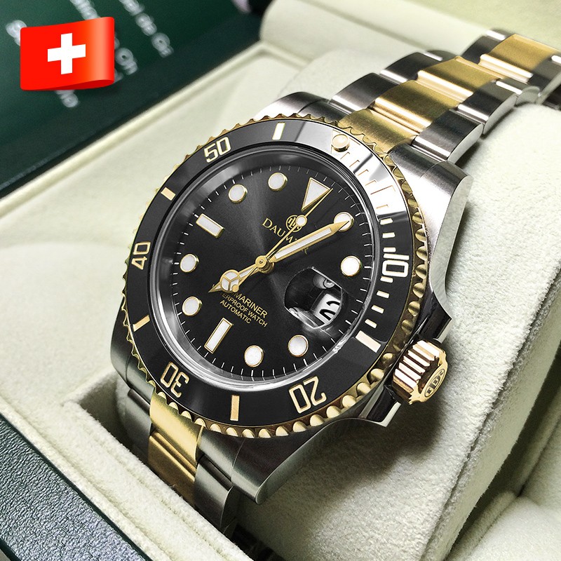 丹瑪(daumier)瑞士綠水鬼机械表全自动表夜光蓝水鬼黑水怪男士手表