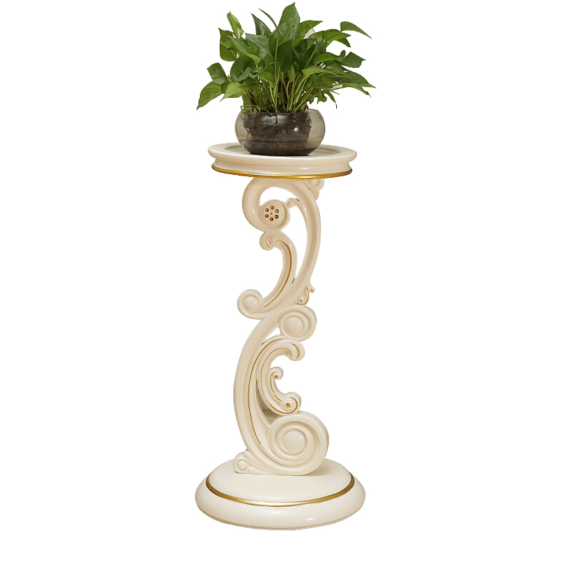 室内绿萝花架木质多层仿实木客厅欧式花盆架子落地室内简约花盆架Tnukk 660花架纯白描金