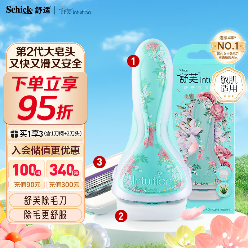 舒适（Schick）舒芙花卉敏感肌刮毛刀脱毛刀【1刀柄2刀头】（新老包装随机发货）怎么样,好用不?