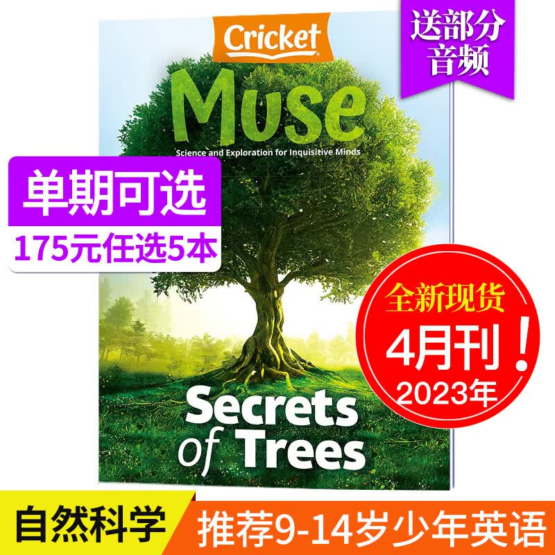 【送音频】美国儿童读物杂志 Muse 缪斯艺术科学科普杂志 9-14岁中小学生儿童课外读物蟋蟀童书2023/22年期刊 2023年4月刊