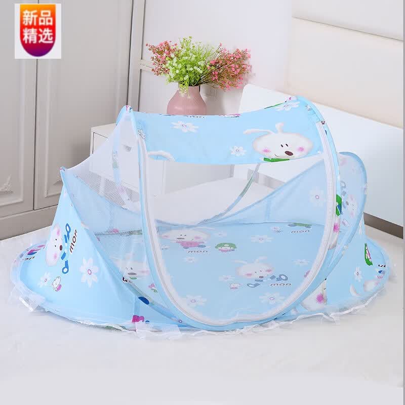婴儿蚊帐罩免安装可折叠宝宝睡觉蒙古包小孩子新生儿童床防蚊帐篷 小兔蓝蚊帐属于什么档次？