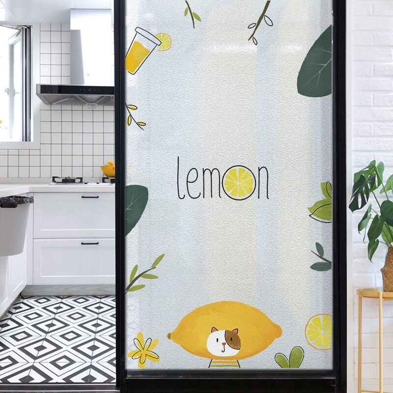 其乐 厨房玻璃门贴纸画装饰彩色玻璃纸透光不透明家用浴室静电磨砂