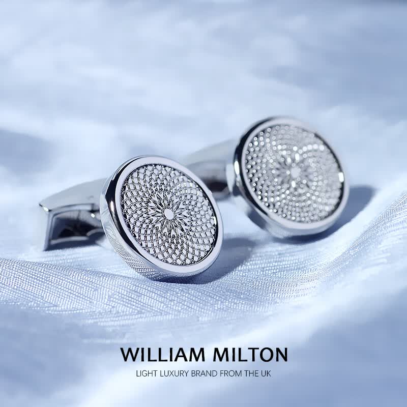 WILLIAM MILTON高级感礼物男士生日礼物玑镂雕花袖扣轻奢高端配饰 时尚简约.太阳花