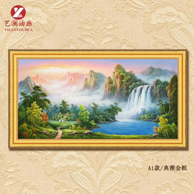 别墅老板办公室壁画聚宝盆客厅沙发背景墙饰挂画sh07 a1《紫气东来》