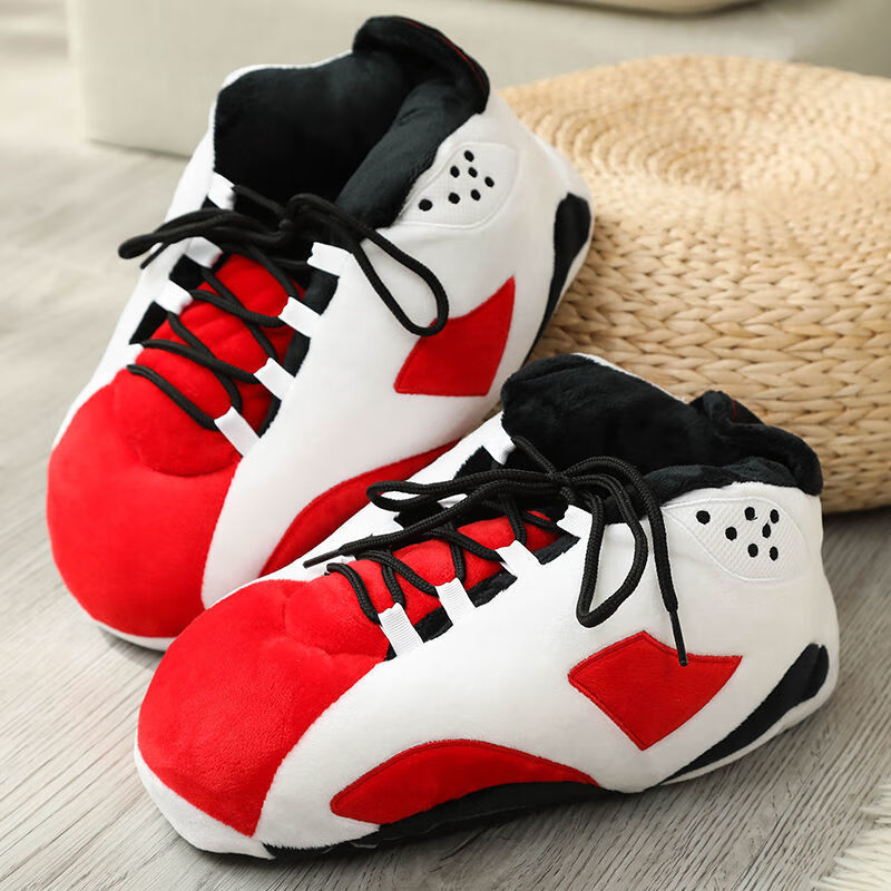 恶搞aj棉拖鞋毛绒冬季居家a锥椰子鞋沙雕搞怪大棉鞋男女面包鞋创意