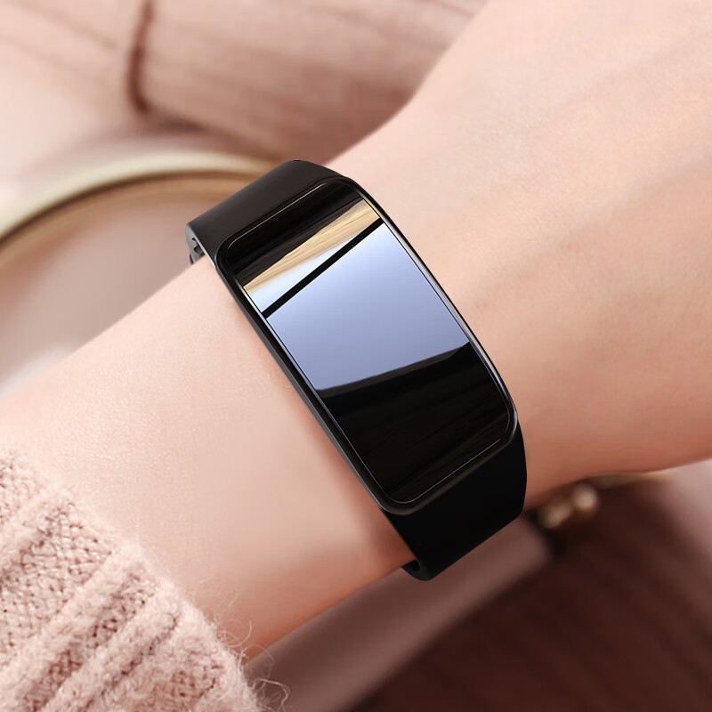 松米(SONGMI) 智能手环血压心率睡眠监测男女运动计步器情侣多功能防水手环适用华为OV小米苹果 黑色硅胶款