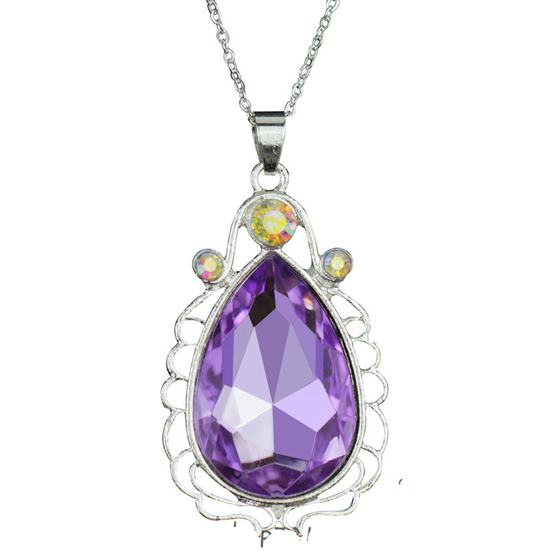 苏菲亚护身符项链 紫色水晶 女孩公主 漂亮儿童苏菲亚魔法宝石项链紫