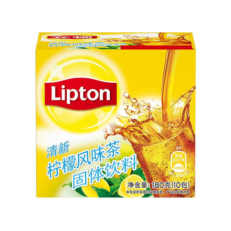立顿（Lipton）清新柠檬茶固体饮料 红茶冲饮粉冷泡茶果汁饮料10条/盒果珍粉 清新柠檬风味茶固体饮料(10包)