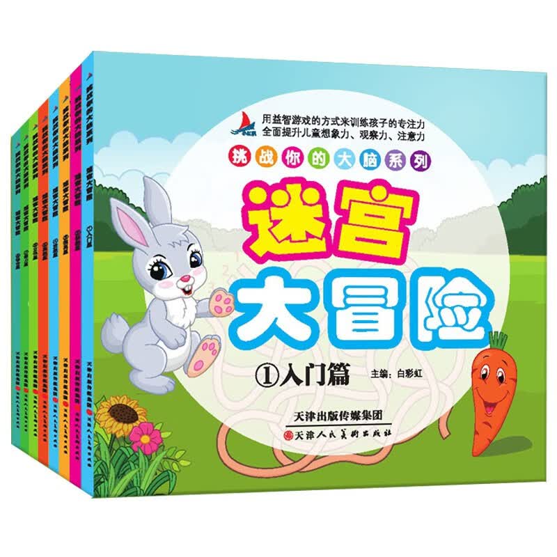 挑战你的大脑系列：迷宫大冒险（套装共8册）益智游戏智力开发专注力训练 [3-6岁]
