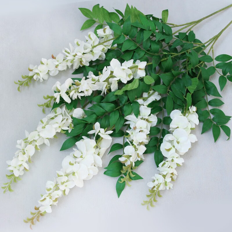 花假花藤仿真花客厅人造塑料花藤条装饰管道遮挡藤蔓 4支白色-紫藤花