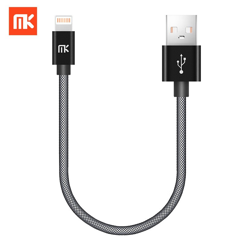 MK 苹果数据线短线款便携快充充电宝线11手机iphone6s/7plus高速PD充电线12pro 黑色 0.2米