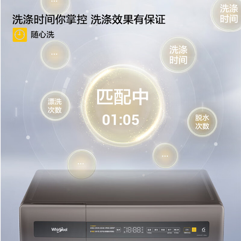 惠而浦（Whirlpool）滚筒洗衣机全自动10公斤洗烘一体热风空气洗烘干除菌螨EWDC406020RG