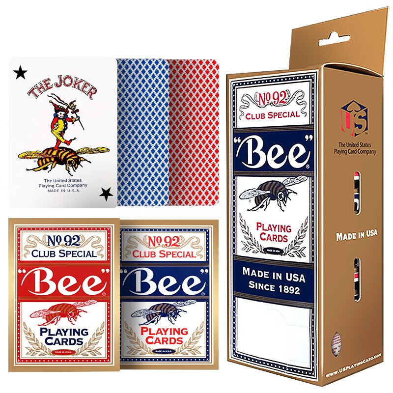 Bee小蜜蜂扑克牌 娱乐纸牌 耐用 一条12副装（6红6蓝）