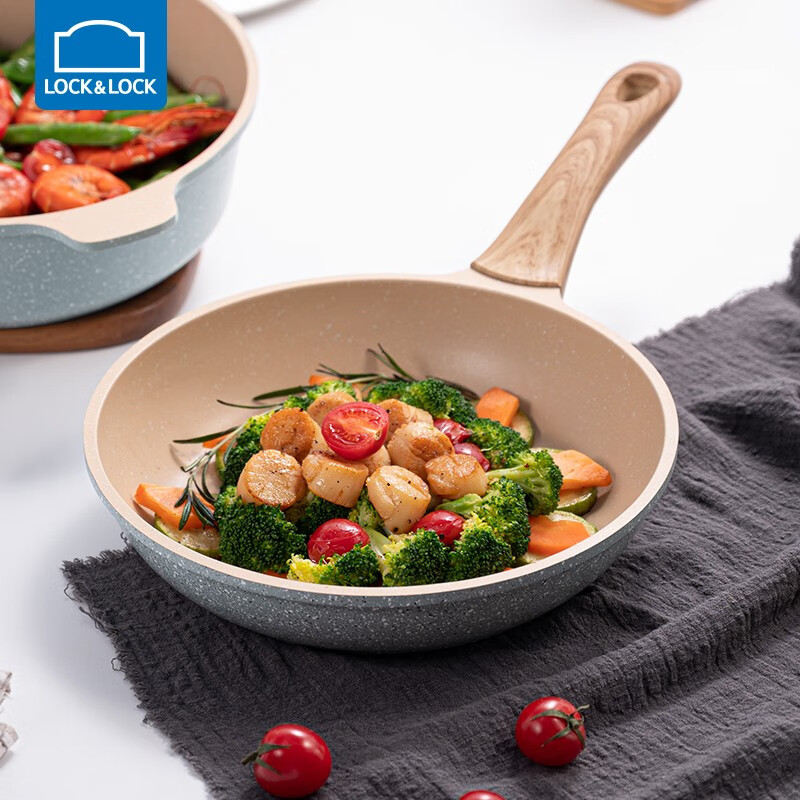 乐扣乐扣 煎锅平底锅烙饼炒菜不粘锅多功能宿舍家用电磁炉通用煎炒炸一体 煎锅-28cm+锅盖