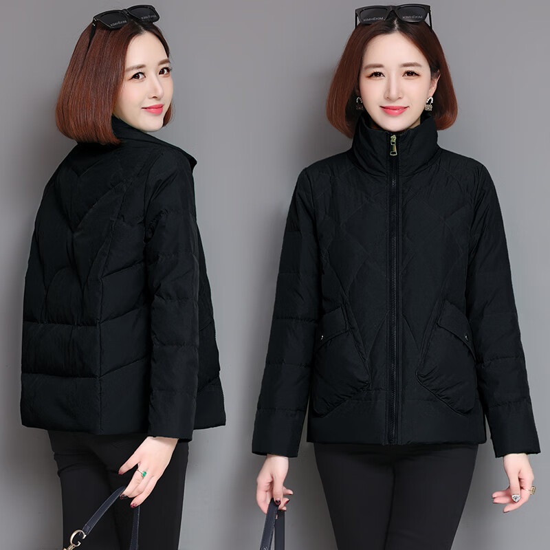 小个子显高显瘦短款棉衣棉服外套女保暖显瘦面包服清雅若兰女装 黑色