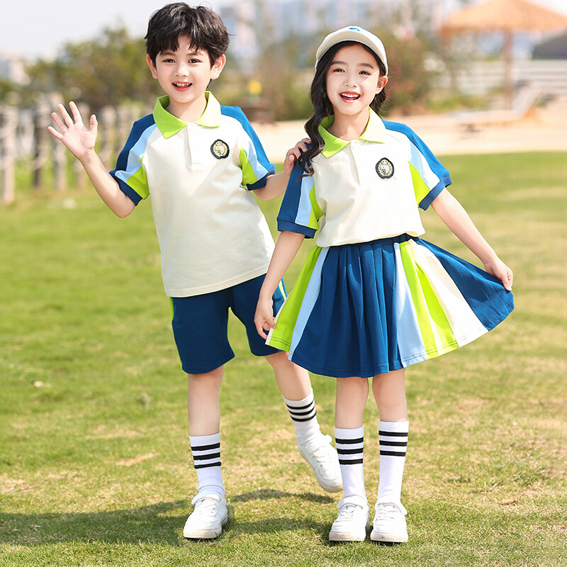 蔻玥品牌幼儿园园服夏装纯棉学院毕业照班服套装夏季短袖运动会小学生