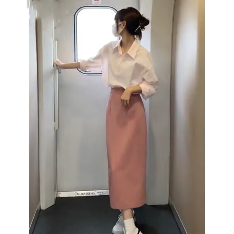 连衣裙套装女装2024年春秋新款职业套装裙衬衣中长款裙子女 3010套装