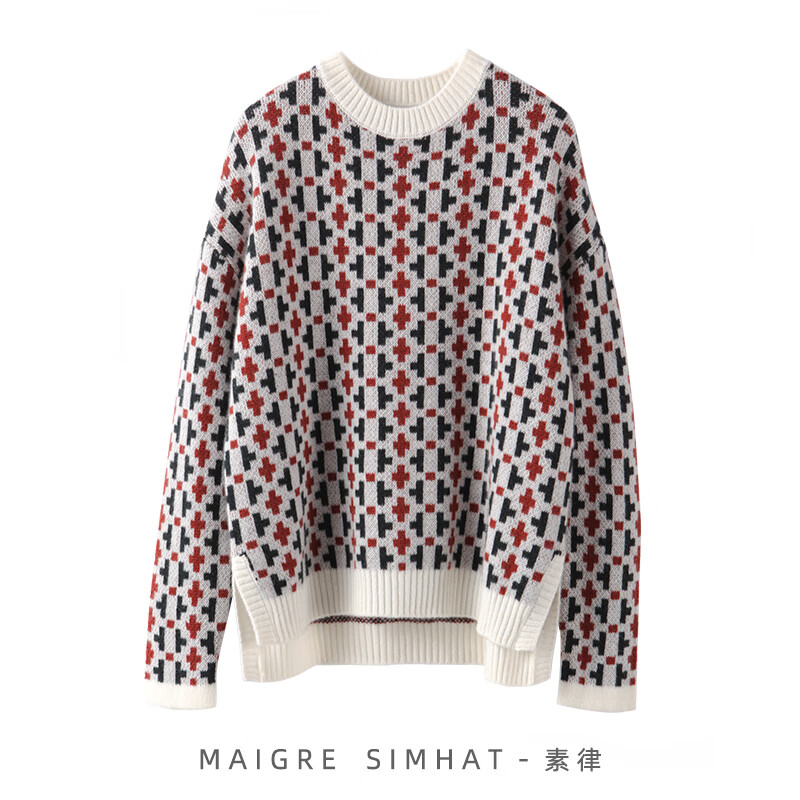 素律 maigre simhat2023新款100%山羊绒十字纹小众