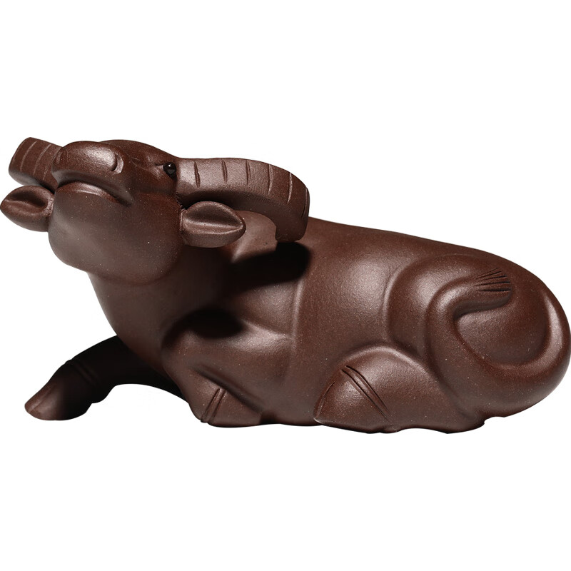 煜釜 宜兴紫砂茶宠牛摆件可爱牛气冲天可养小牛萌牛纯手工十二生肖