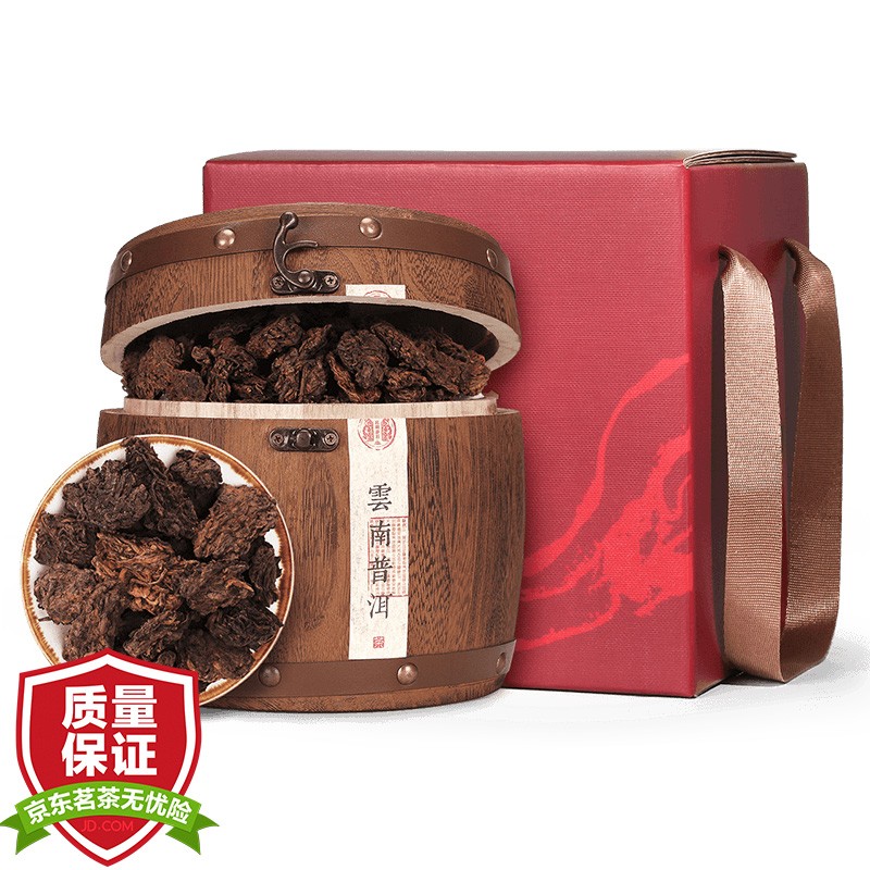 宫明茶叶 2003年易武古树醇香老茶头 云南普洱熟茶 熟普 散茶500g木桶礼盒装 自饮送礼