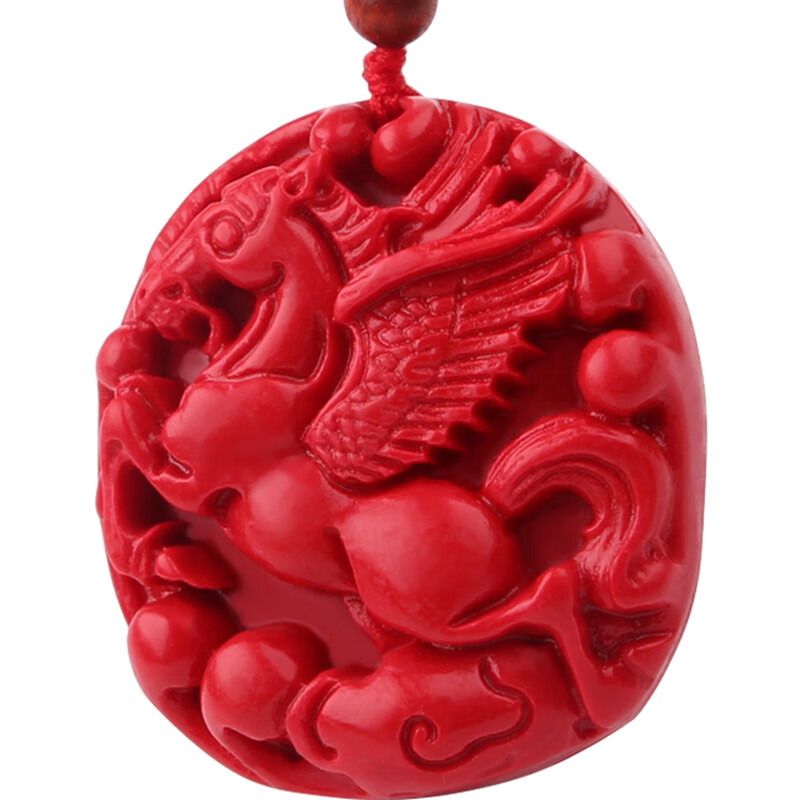 蝶灿红朱砂生肖马吊坠马到成功挂件本命年马上发财钥匙链轻奢网红同