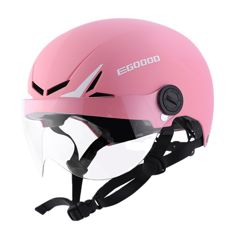 电动车头盔女士安全帽四季通用男款电瓶车防晒透气摩托车半盔 eb2粉色