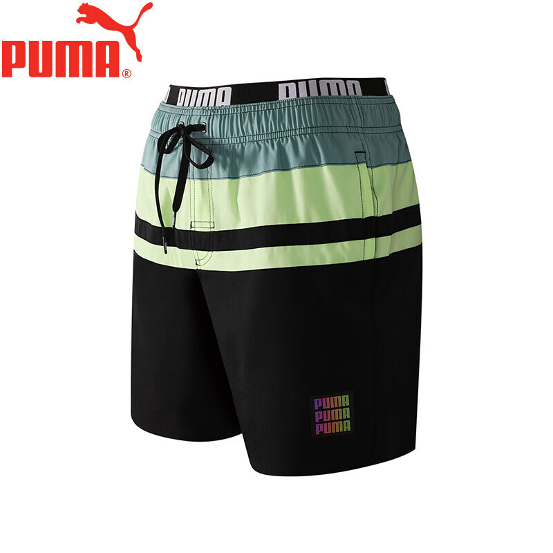 彪马PUMA休闲五分裤宽松弹力松紧拼色沙滩裤男速干时尚裤衩 黑绿 185/88A(EU-L/Asian-XL) 使用感如何?