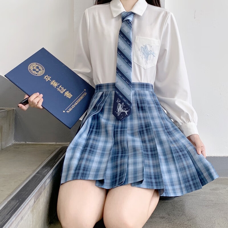 御茶家鲸屿格裙原创日制校供jk格裙套装春夏季格裙半身百褶裙学院风
