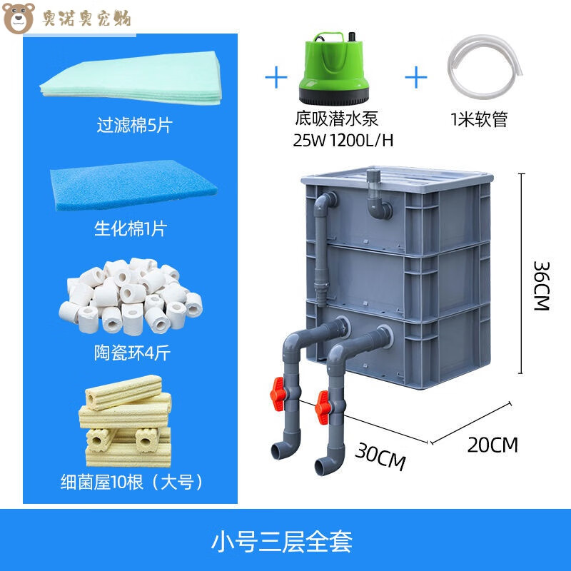 周转箱过滤箱自制鱼缸锦鲤鱼池过滤器泥盆过滤盒景观池上置diy 升级款