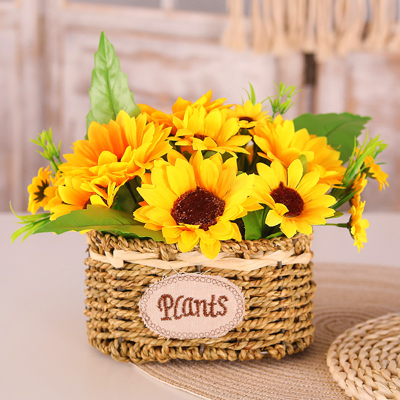 冰箱顶上面的装饰摆件上放的花柜机空调上的摆件花装饰冰箱上 黄色 胖