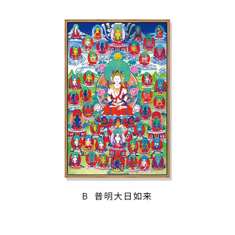 玄关画唐卡挂画文殊菩萨画像黑财神如来药师佛装饰画 b 普明大日如来
