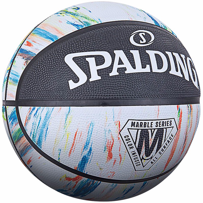 斯伯丁spalding大理石印花系列耐磨经典花球7号橡胶篮球84404y黑色
