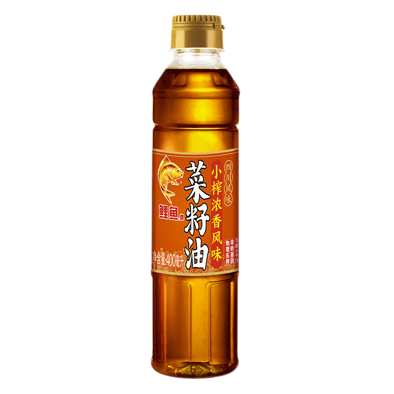 鲤鱼低芥酸小榨浓香 四川压榨 非转基因菜籽油400ML 世界500强出品