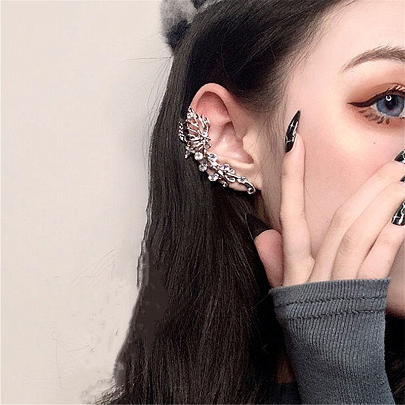 尚之之蝴蝶耳骨夹耳饰银针耳钉精灵耳朵超仙森系一体式耳坠 右耳单只