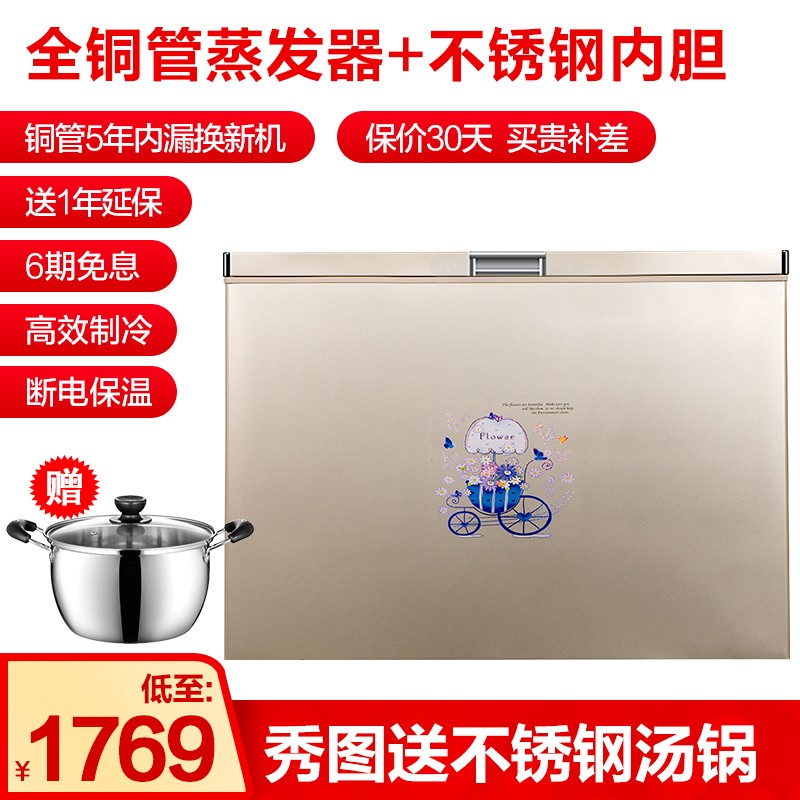 尊贵（ZUNGUI）231升全铜管商用冰柜大容积家用卧式双门冰柜冷藏冷冻转换冷柜 BC/BD—金色单温