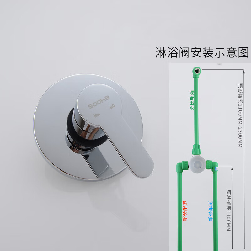 betogt全暗装入墙式冷热混水阀暗装开关阀门三通淋浴浴室嵌入式开关