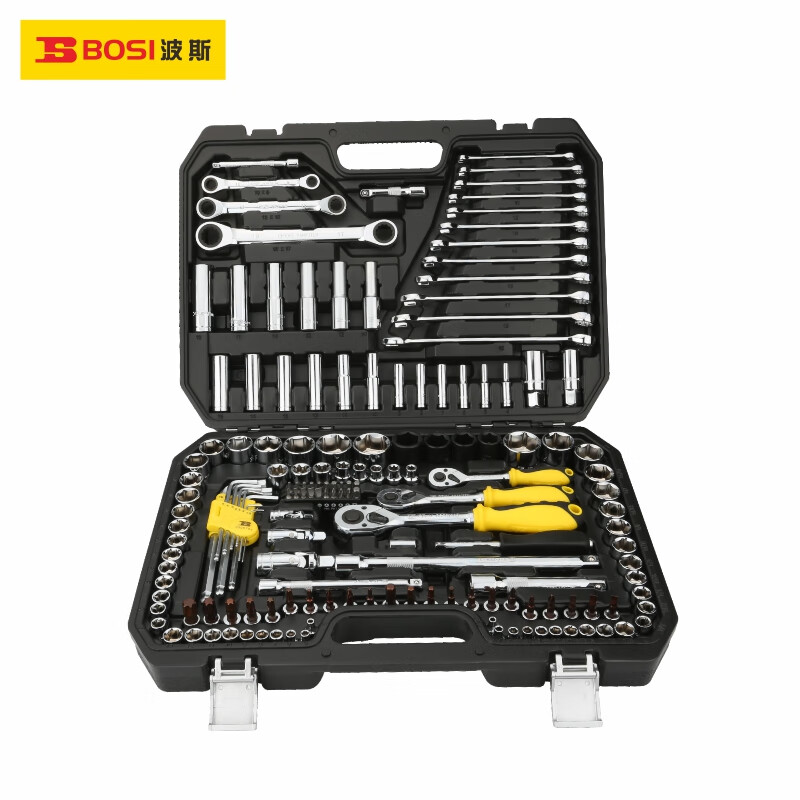 波斯(bosi)150件汽修机修工具箱套装大中小飞棘轮扳手套筒组合 bs51