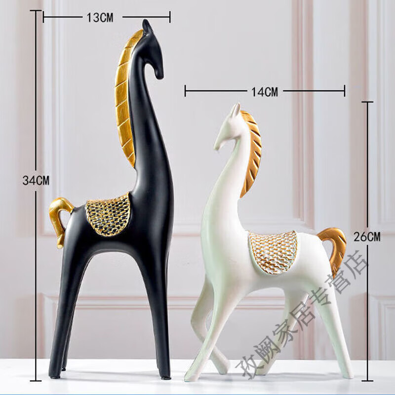 渺帆 欧式ins风格创意酒柜装饰情侣对马摆设创意家居客厅玄关新家装修