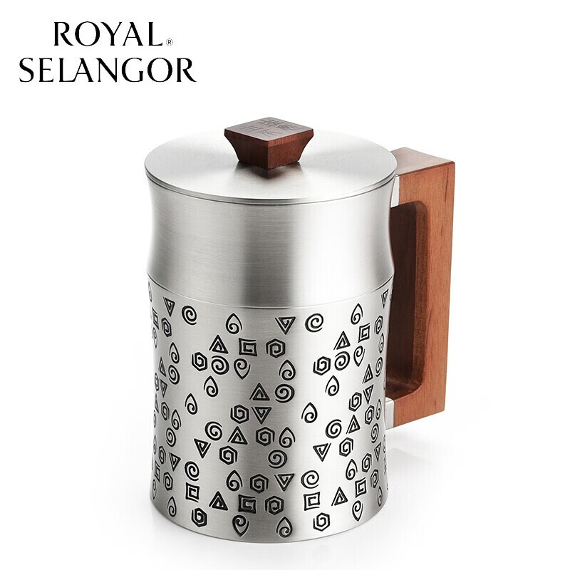 皇家雪兰莪锡器五行啤酒盖杯 马来西亚进口纯手工锡制杯子450ml 0e