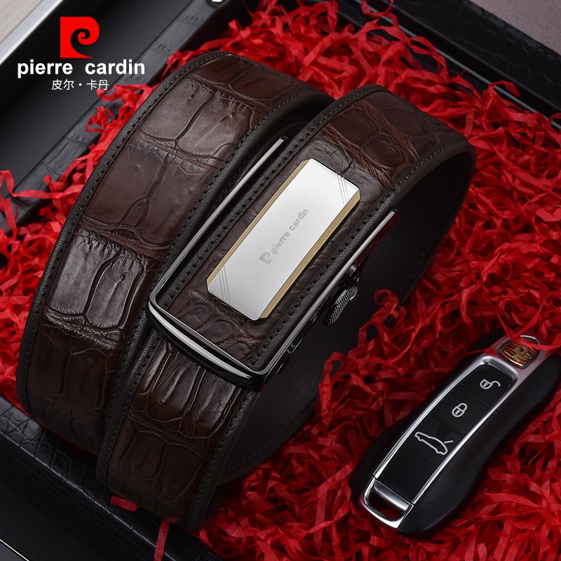 皮尔卡丹(pierre cardin)鳄鱼皮腰带男士皮带自动扣商务大气时尚新款