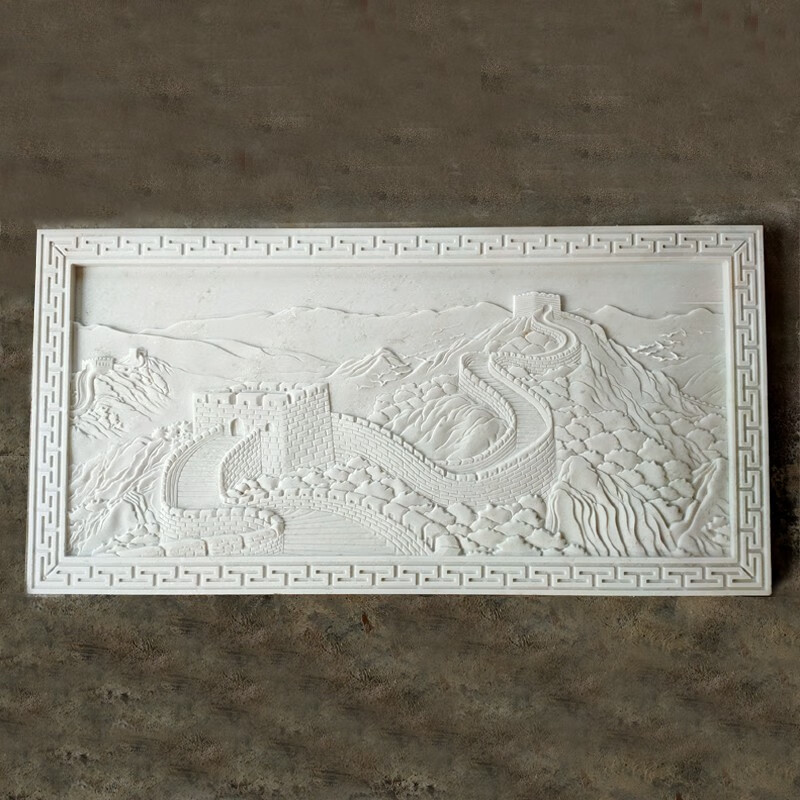 菲迪拉石雕影壁墙浮雕壁画户外庭院汉白玉石材屏风画背景墙照壁石头