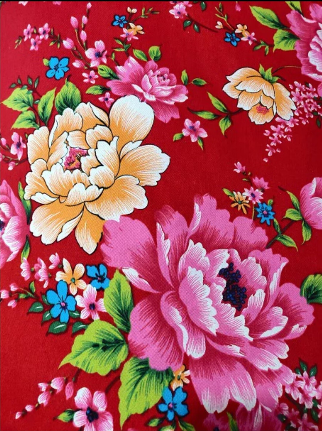 被子棉被褥面结婚用传统手工 花开富贵【不可拆洗】_白色全棉手工包边